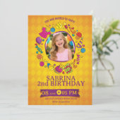 Playful Kids Birthday Invitation – Doodle Party Einladung (Stehend Vorderseite)