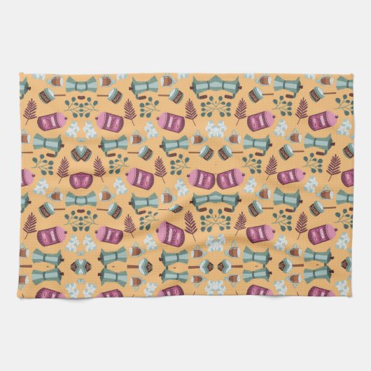 Playful kitchen-themed pattern featuring aprons geschirrtuch (Horizontal)