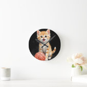 Playful Kitten Cat with Yarn Watercolor Print Runde Wanduhr (Zuhause)