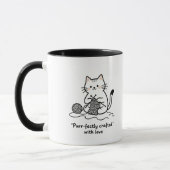 Playful Kitten Knitter Line Art Coffee Cup Tasse (Links)