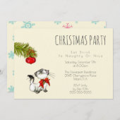 Playful Kitty Cat Weihnachtsfest Party Einladung (Vorne/Hinten)