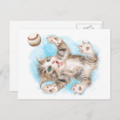 Playful Kitty Postcard Postkarte (Vorne/Hinten)