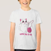 Playful Kitty with Yarn Ball Tri-Blend Shirt (Vorderseite)