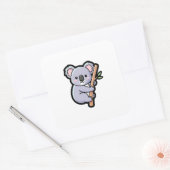 Playful Koala – Cute Kawaii Illustration Quadratischer Aufkleber (Umschlag)