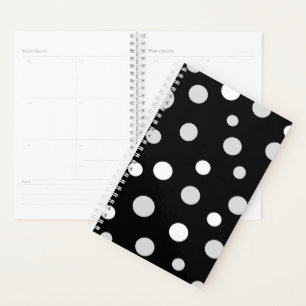 Playful Large Polka Dots Schwarz und Weiß Planer