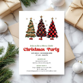 Playful leopard and red plaid Christmas invitation Einladung