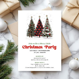 Playful leopard Christmas tree editable invitation Einladung