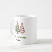 Playful Leopard Christmas Trees Custom Name Mug Kaffeetasse (Vorderseite Links)