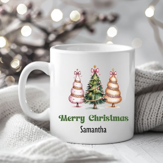 Playful Leopard Christmas Trees Custom Name Mug Kaffeetasse