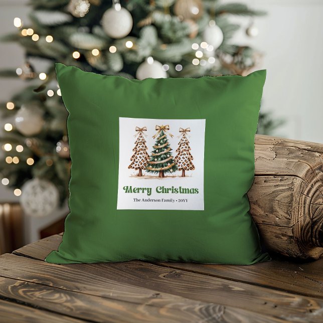 Playful Leopard Pattern Christmas Name Custom   Kissen (Playful Leopard Pattern Christmas Name Custom Pillow)