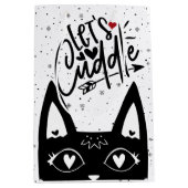 Playful Let's Cuddle skandinavische schwarze Katze Mittlere Geschenktüte (Vorderseite)