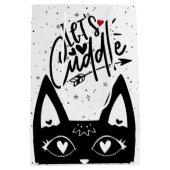 Playful Let's Cuddle skandinavische schwarze Katze Mittlere Geschenktüte (Rückseite)