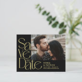 Playful Letters Wedding Save the Date Postcard Postkarte (Stehend Vorderseite)