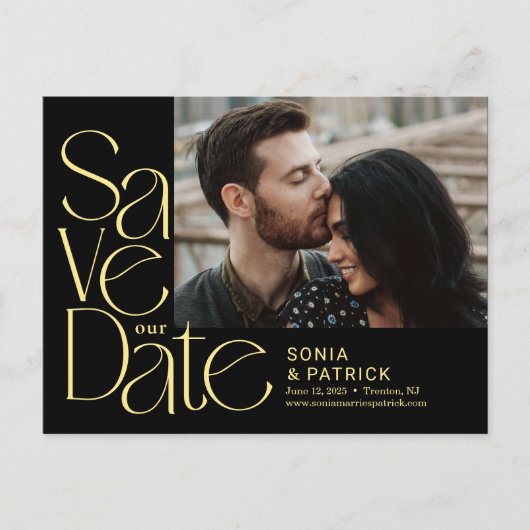 Playful Letters Wedding Save the Date Postcard Postkarte (Vorderseite)