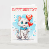 Playful Little Cat Happy Birthday Karte (Vorderseite)