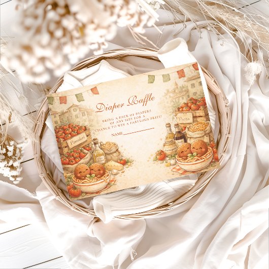 Playful Little Meatball Diapper Raffle Begleitkarte