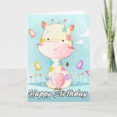 Playful Little Posing Giraffe | Happy Birthday Karte (Vorderseite)