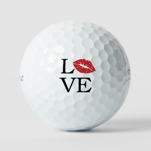 Playful 'LOVE' Red Lips Flirty Modern Romance Gift Golfball (Vorderseite)