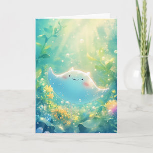 Playful Manta Ray in a Underwater Garden Karte