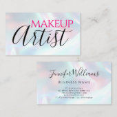 Playful Modern Makeup Artist Holographic Visitenkarte (Vorne/Hinten)
