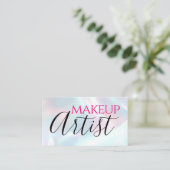 Playful Modern Makeup Artist Holographic Visitenkarte (Stehend Vorderseite)