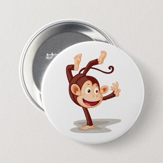 Playful Monkey Doing a Handstand Cute Animal Button (Vorne & Hinten)