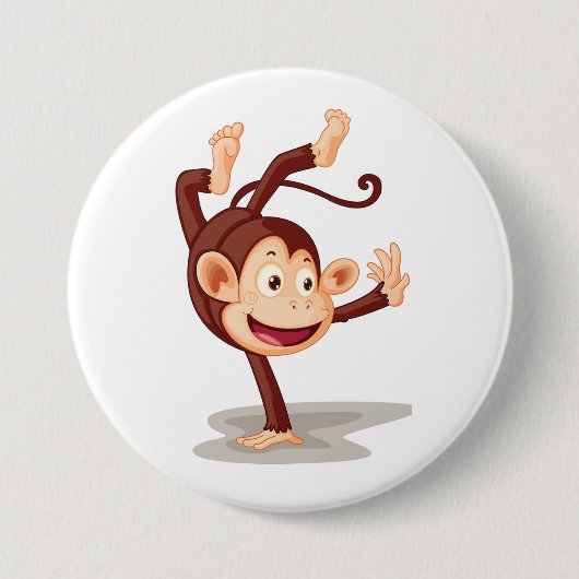 Playful Monkey Doing a Handstand Cute Animal Button (Vorderseite)