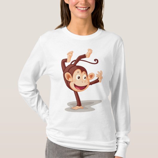 Playful Monkey Doing a Handstand Cute Animal T-Shirt (Vorderseite)