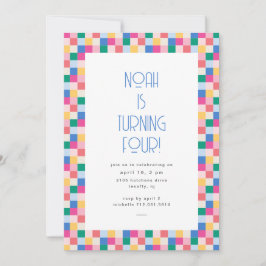 Playful Multicolor Blocks Geburtstagsparty Einladung