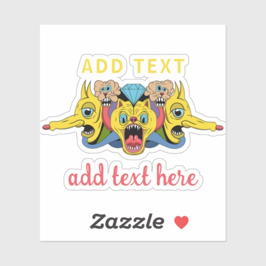 playful multicolor cartoon psychedelic creature aufkleber (Blatt)