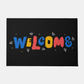 Playful Multicolor Welcome Typografy on Black Fußmatte (Vorderseite)