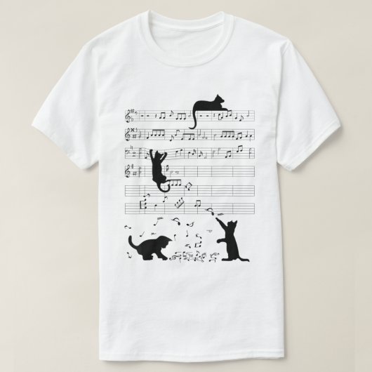 Playful Music Cats Funny Musical Notes Pet Lover T-Shirt (Design vorne)