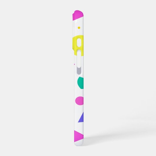 Playful Neon Memphis Geometric Retro Pattern iPhone 16 Hülle (Linke Seite)