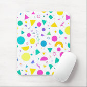 Playful Neon Memphis Geometric Retro Pattern Mousepad (Mit Mouse)