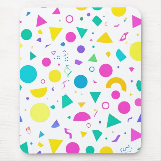 Playful Neon Memphis Geometric Retro Pattern Mousepad (Vorne)