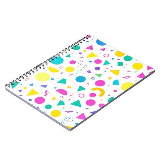 Playful Neon Memphis Geometric Retro Pattern Notizblock (Linke Seite)