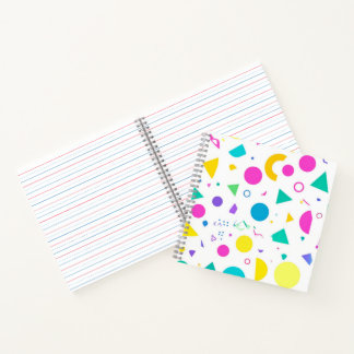Playful Neon Memphis Geometric Retro Pattern Notizblock