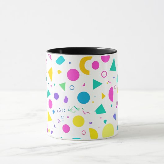 Playful Neon Memphis Geometric Retro Pattern Tasse (Zentrum)