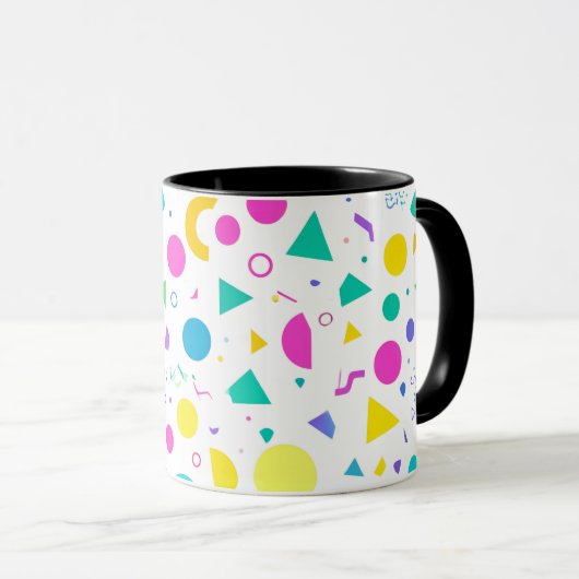 Playful Neon Memphis Geometric Retro Pattern Tasse (VorderseiteRechts)