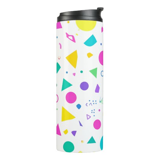 Playful Neon Memphis Geometric Retro Pattern Thermosbecher (Nach links gedreht)