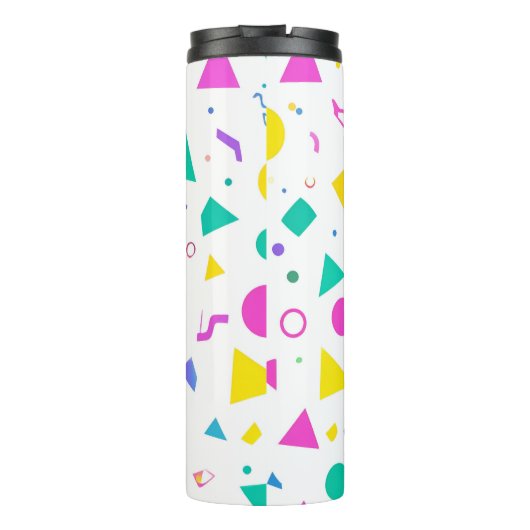 Playful Neon Memphis Geometric Retro Pattern Thermosbecher (Rückseite)