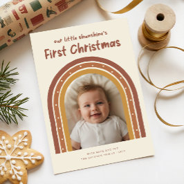 Playful Newborn Baby's First Christmas Arch Photo Feiertagskarte