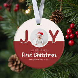 Playful Newborn Baby's Photo First Christmas Keramik Ornament