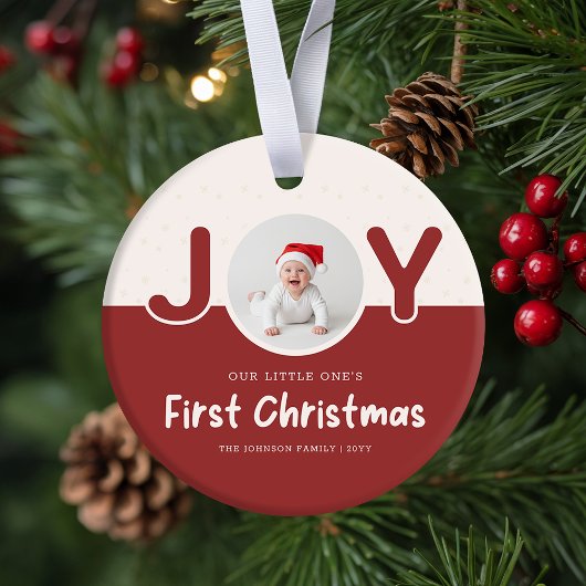 Playful Newborn Baby's  Photo First Christmas Keramik Ornament