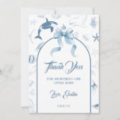 Playful Ocean Blue Sea Life Baby Dusche Dankeskarte (Vorderseite)