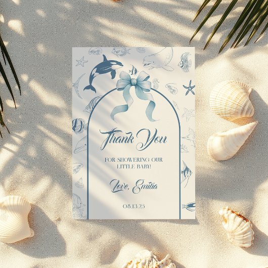 Playful Ocean Blue Sea Life Baby Dusche Dankeskarte