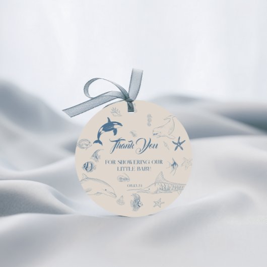 Playful Ocean Blue Sea Life Baby Dusche Geschenkanhänger