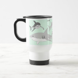 Playful Ocean Sharks Blue Design Reisebecher