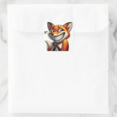 Playful Orange Fox Giggle Quadratischer Aufkleber (Tasche)