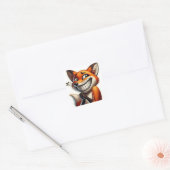 Playful Orange Fox Giggle Quadratischer Aufkleber (Umschlag)